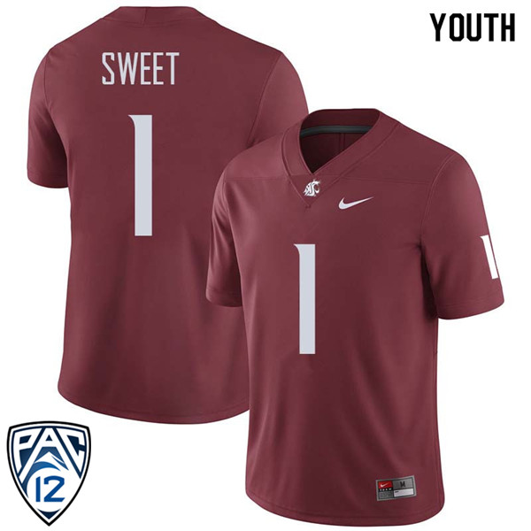 Youth #1 Davontavean Martin Washington State Cougars College Football Jerseys Sale-Crimson